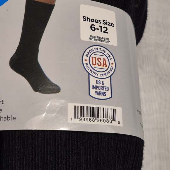 NWT Member's Mark Breathable Comfort Black Crew Socks - 10 Pack - Picture 3 of 6